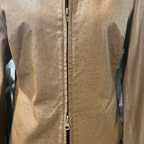 Stunning GENUINE LEATHER (ostrich) EXPRESS SIZE 9/10 VERSATILE JACKET - Picture 4 of 15